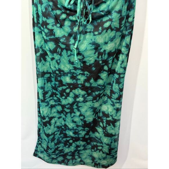 Topshop mesh ruched maxi dress in green tie dye size medium - Picture 5 of 11